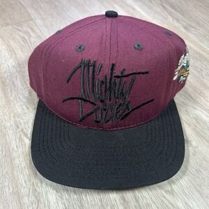 VTG Disney Mighty Ducks Snapback Hat NHL Hockey Wool Blend Purple Black Cap